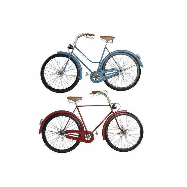 Wanddekoration DKD Home Decor 102 x 5 x 59 cm Rot Fahrrad Himmelsblau Vintage (2 Stück)