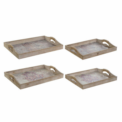 Schale DKD Home Decor 40,6 x 30 x 6 cm Grau Beige Holz MDF (2 Stück)