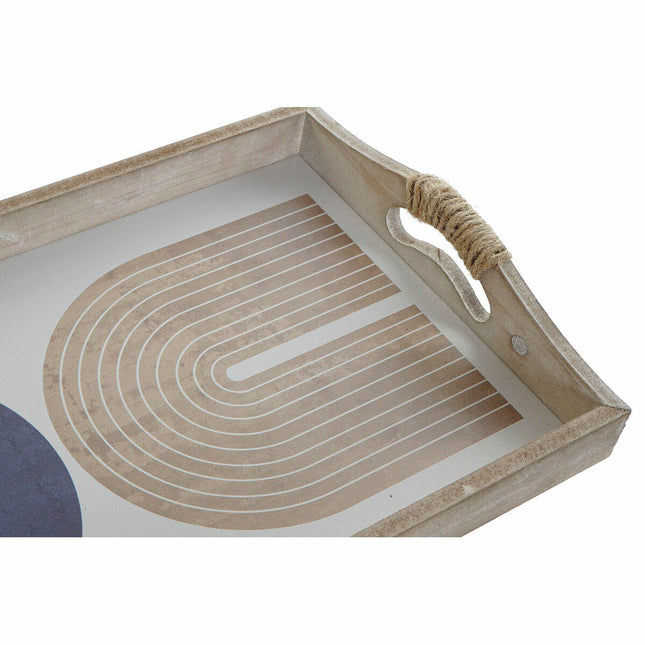 Schale DKD Home Decor 40,6 x 30 x 6 cm Beige Blau Holz MDF (2 Stück)
