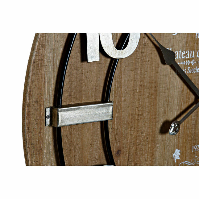 Wanduhr DKD Home Decor 68 x 3 x 68 cm natürlich Schwarz Eisen Holz MDF (2 Stück)