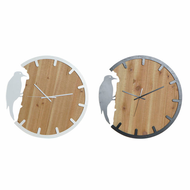 Wanduhr DKD Home Decor Schwarz Braun Weiß Eisen Fugl 50 x 4 x 50 cm Holz MDF (2 Stück)
