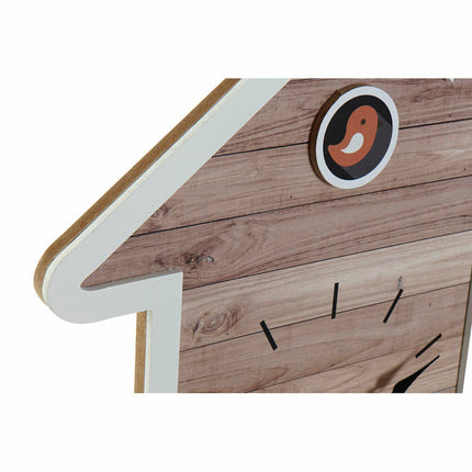 Wanduhr DKD Home Decor 32 x 5 x 56 cm natürlich Weiß Kunststoff Haus Holz MDF (2 Stück)