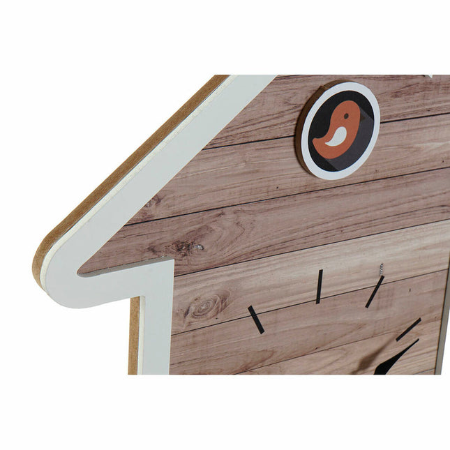 Wanduhr DKD Home Decor 32 x 5 x 56 cm natürlich Weiß Kunststoff Haus Holz MDF (2 Stück)