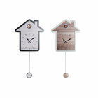Wanduhr DKD Home Decor 32 x 5 x 56 cm natürlich Weiß Kunststoff Haus Holz MDF (2 Stück)