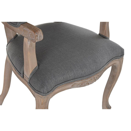 Stuhl DKD Home Decor Holz Polyester Dunkelgrau (57 x 57 x 94 cm)