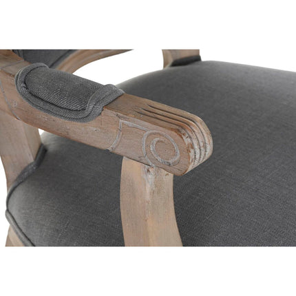 Stuhl DKD Home Decor Holz Polyester Dunkelgrau (57 x 57 x 94 cm)