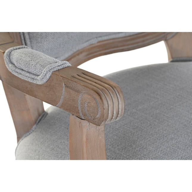 Stuhl DKD Home Decor Holz Polyester Hellgrau (57 x 57 x 94 cm)