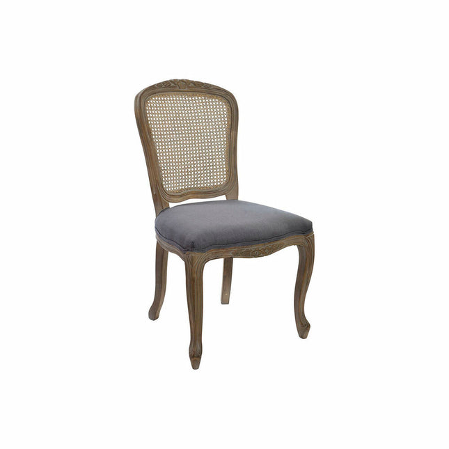 Stuhl DKD Home Decor Grau Holz Polyester Rattan (53 x 49 x 95 cm)