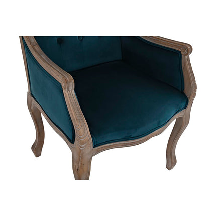 Stuhl DKD Home Decor türkis Leinen Kautschukholz (63.5 x 50 x 102 cm)