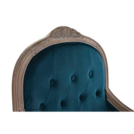 Stuhl DKD Home Decor türkis Leinen Kautschukholz (63.5 x 50 x 102 cm)