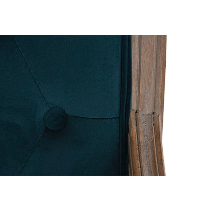 Stuhl DKD Home Decor türkis Leinen Kautschukholz (63.5 x 50 x 102 cm)