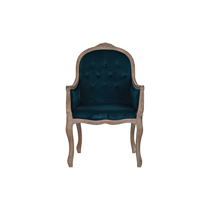 Stuhl DKD Home Decor türkis Leinen Kautschukholz (63.5 x 50 x 102 cm)