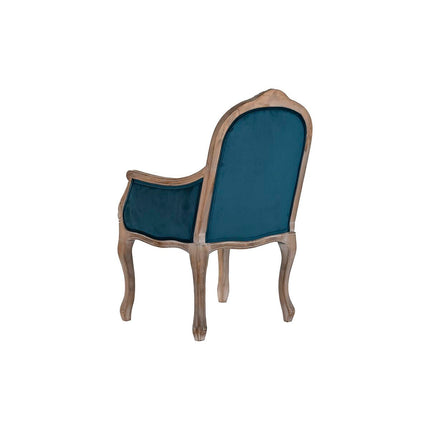 Stuhl DKD Home Decor türkis Leinen Kautschukholz (63.5 x 50 x 102 cm)