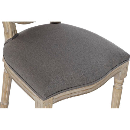 Stuhl DKD Home Decor Leinen Kautschukholz Dunkelgrau (48 x 46 x 96 cm)
