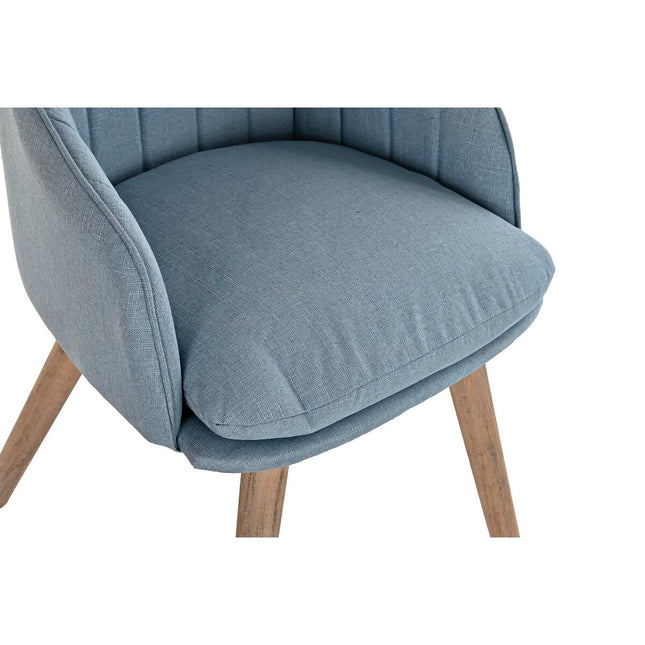 Stuhl DKD Home Decor Blau Kautschukholz (56 x 55 x 74 cm)
