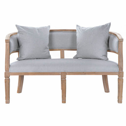 Sofa DKD Home Decor Leinen Kautschukholz Hellgrau (122 x 69 x 72 cm)
