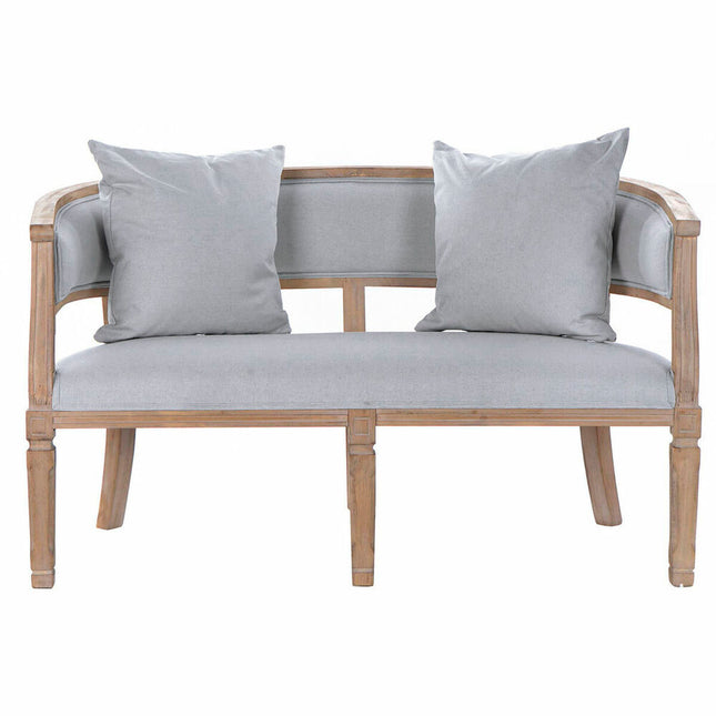 Sofa DKD Home Decor Leinen Kautschukholz Hellgrau (122 x 69 x 72 cm)