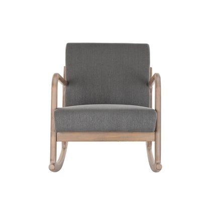Schaukelstuhl DKD Home Decor natürlich Dunkelgrau Polyester Kautschukholz Sixties 66 x 85 x 81 cm