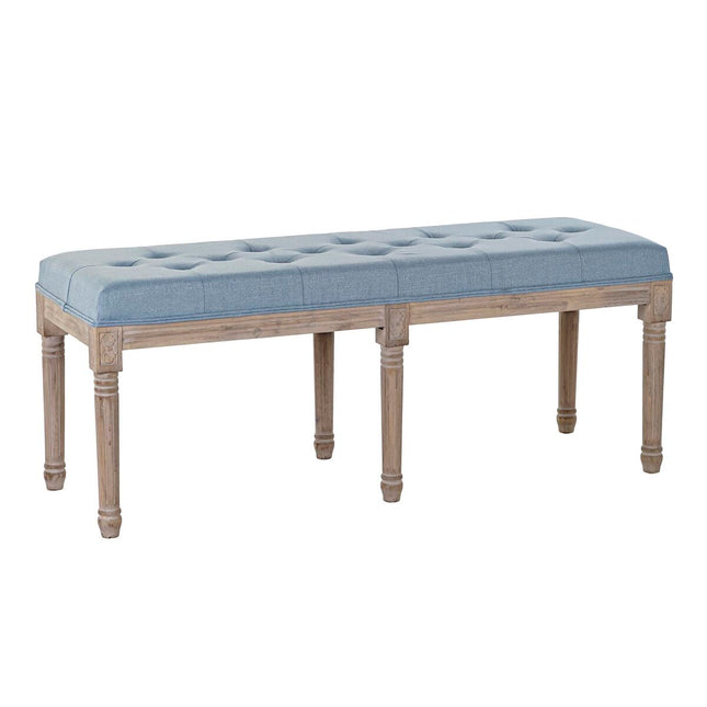Barhocker DKD Home Decor   Blau Polyester Leinen Kautschukholz (122 x 41 x 48 cm)