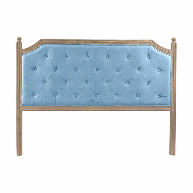 Kopfende des Betts DKD Home Decor natürlich Blau Leinen Kautschukholz (160 x 6 x 120 cm)