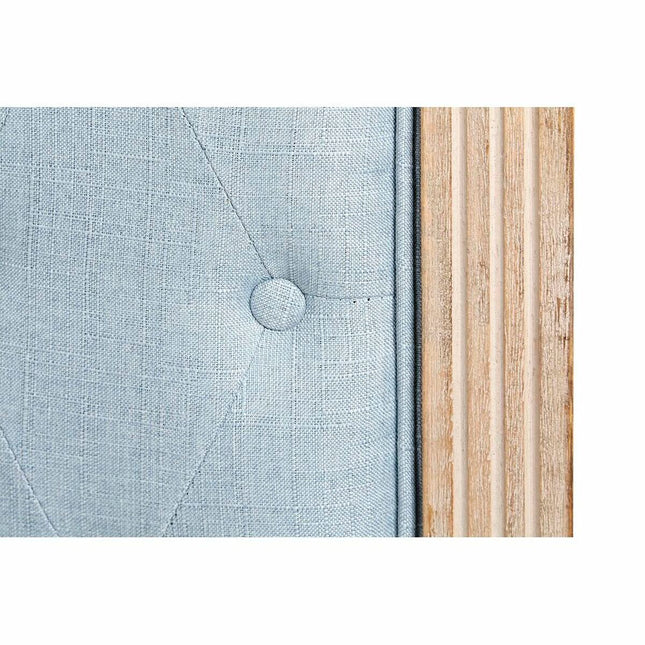 Kopfende des Betts DKD Home Decor natürlich Blau Leinen Kautschukholz (160 x 6 x 120 cm)