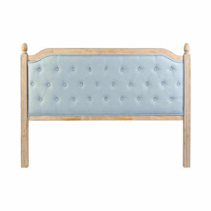 Kopfende des Betts DKD Home Decor natürlich Blau Leinen Kautschukholz (160 x 6 x 120 cm)