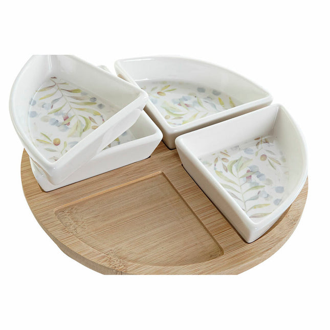 Satz für Appetithäppchen DKD Home Decor 21,5 x 21,5 x 1 cm natürlich Bunt Steingut Cottage