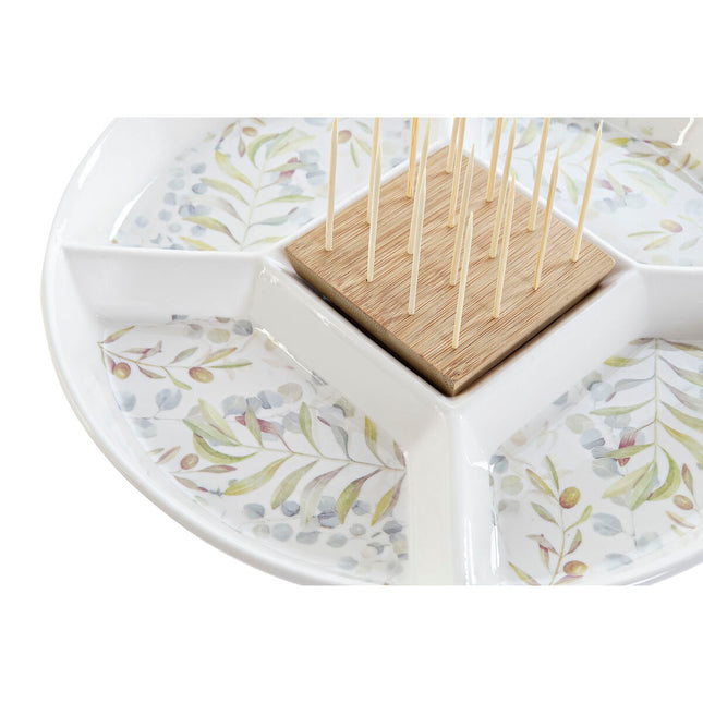 Tablett für Snacks DKD Home Decor 23,5 x 23,5 x 7 cm natürlich Bunt Steingut Cottage