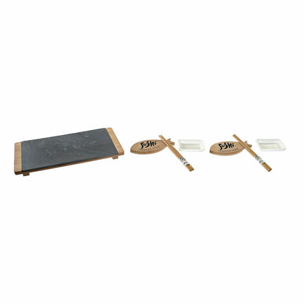 Sushi-Set DKD Home Decor aus Keramik natürlich Schwarz Tafel Orientalisch 30 x 15 x 4 cm (9 Stücke)