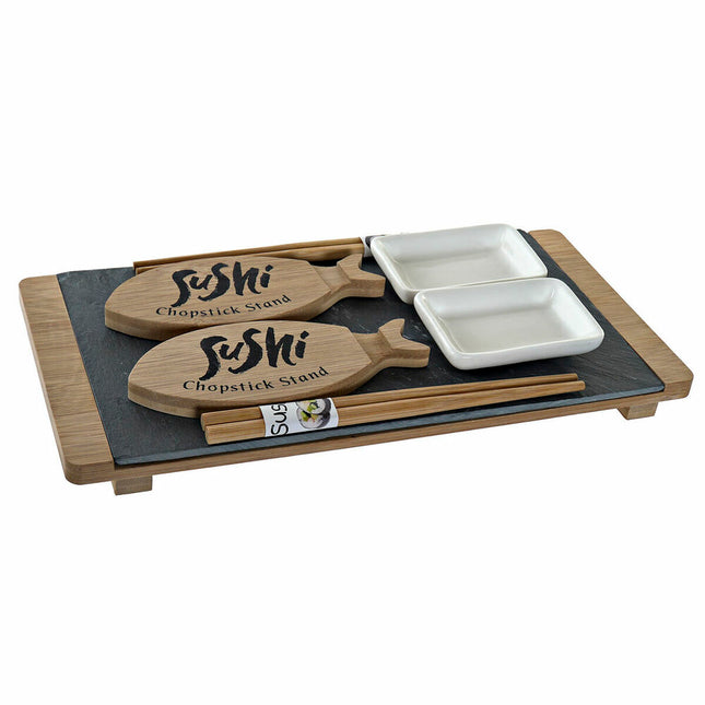 Sushi-Set DKD Home Decor aus Keramik natürlich Schwarz Tafel Orientalisch 30 x 15 x 4 cm (9 Stücke)