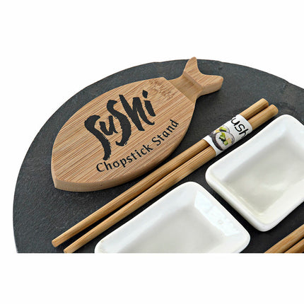Sushi-Set DKD Home Decor aus Keramik natürlich Schwarz Tafel Orientalisch 33 x 33 x 5 cm (9 Stücke)