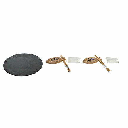 Sushi-Set DKD Home Decor aus Keramik natürlich Schwarz Tafel Orientalisch 33 x 33 x 5 cm (9 Stücke)