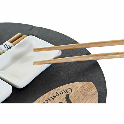 Sushi-Set DKD Home Decor aus Keramik natürlich Schwarz Tafel Orientalisch 33 x 33 x 5 cm (9 Stücke)