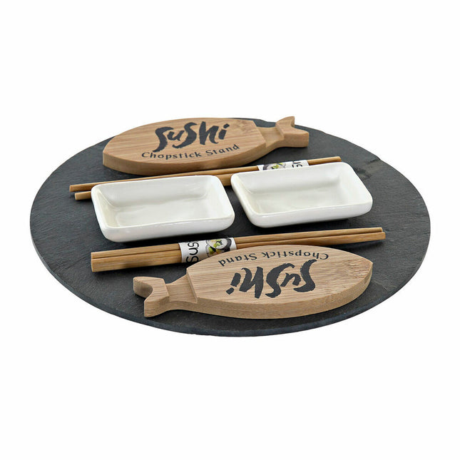 Sushi-Set DKD Home Decor aus Keramik natürlich Schwarz Tafel Orientalisch 33 x 33 x 5 cm (9 Stücke)