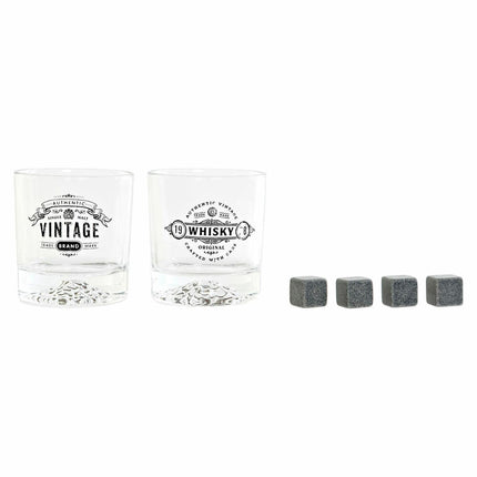 Gläserset DKD Home Decor Kristall Durchsichtig Dunkelgrau Stein 320 ml 6 Stücke