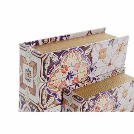 Set dekorativer Karten DKD Home Decor 24 x 7 x 32 cm Leinwand Holz Mediterraner