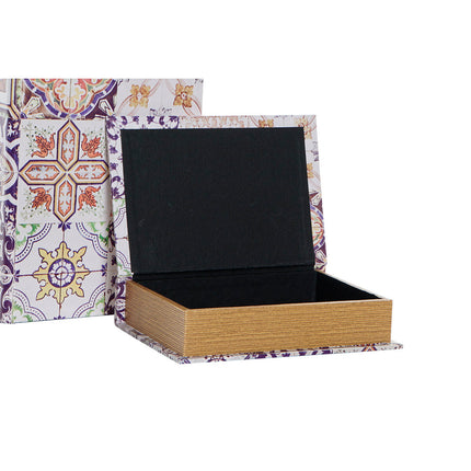 Set dekorativer Karten DKD Home Decor 24 x 7 x 32 cm Leinwand Holz Mediterraner