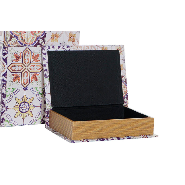 Set dekorativer Karten DKD Home Decor 24 x 7 x 32 cm Leinwand Holz Mediterraner