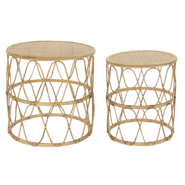 Satz mit 2 Tischen DKD Home Decor 51 x 51 x 50 cm Braun Rattan