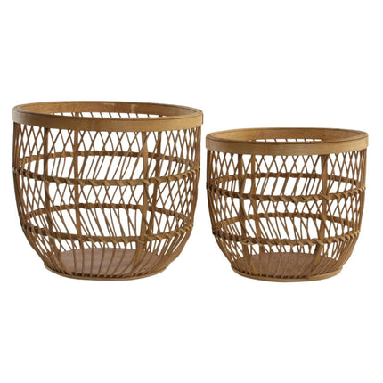 Korb-Set DKD Home Decor Braun natürlich Bambus Tropical 34,5 x 34,5 x 30 cm