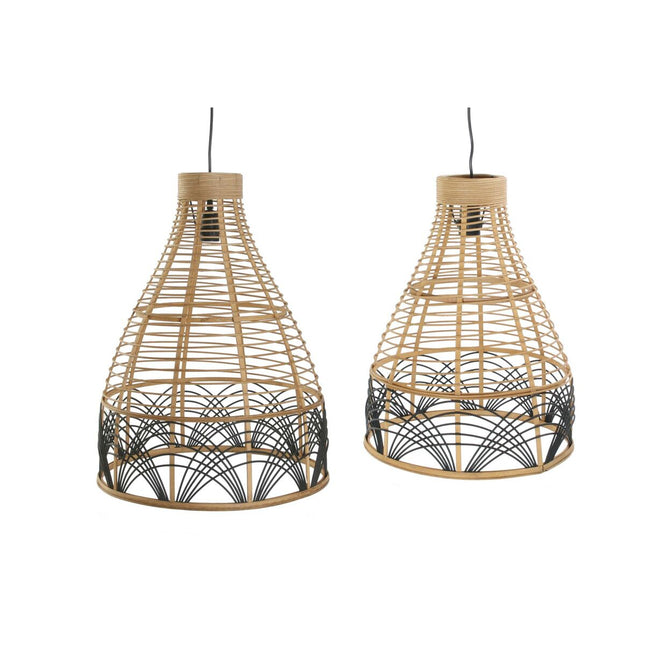 Deckenlampe DKD Home Decor zweifarbig Rattan 50 W (45 x 45 x 60 cm)