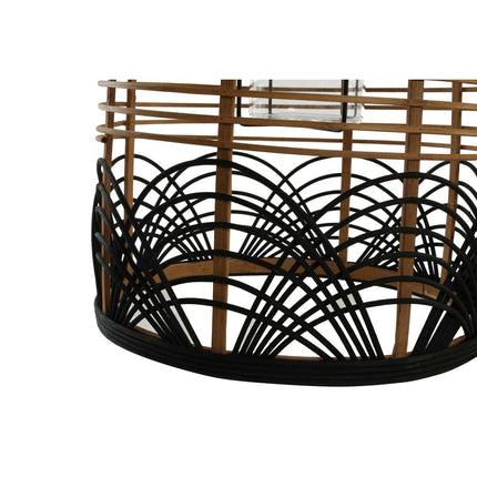 Kerzenschale DKD Home Decor 3 Stücke Kristall Metall Bambus (31 x 31 x 53 cm)