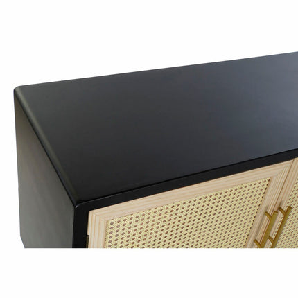 Anrichte DKD Home Decor Schwarz natürlich Gold Rattan Kiefer (150 x 44 x 76 cm)