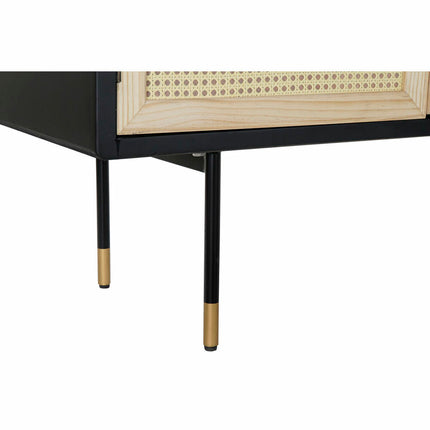 Anrichte DKD Home Decor Schwarz natürlich Gold Rattan Kiefer (150 x 44 x 76 cm)