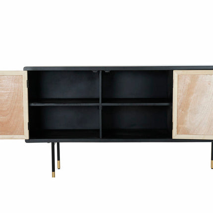 Anrichte DKD Home Decor Schwarz natürlich Gold Rattan Kiefer (150 x 44 x 76 cm)