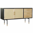 Anrichte DKD Home Decor Schwarz natürlich Gold Rattan Kiefer (150 x 44 x 76 cm)