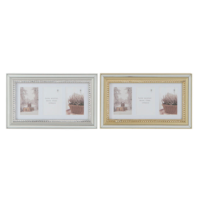 Fotorahmen DKD Home Decor Luxury 46,5 x 2 x 28,5 cm Kristall Silberfarben Gold polystyrol Traditionell (2 Stück)
