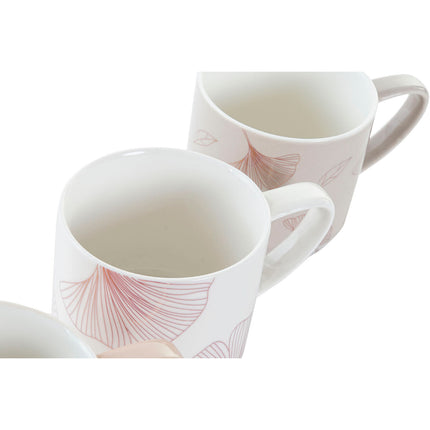 Satz von 4 Henkelbechern DKD Home Decor Grau Beige Rosa Gold Metall Weiß 330 ml Moderne