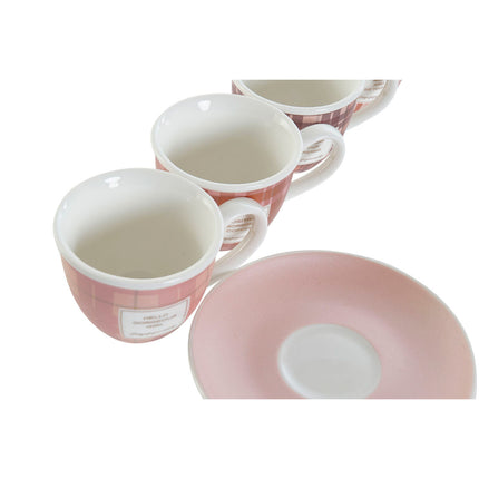 Satz von Kaffeetassen DKD Home Decor Rosa Braun Weiß 90 ml 4 Stücke