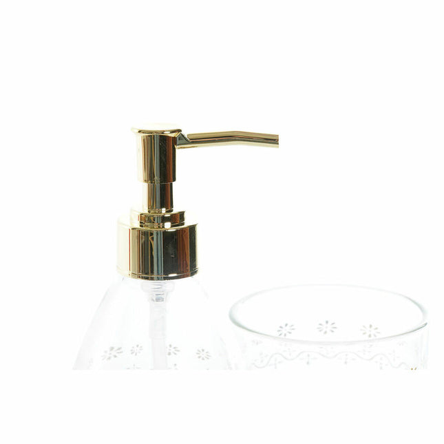 Badezimmer Set DKD Home Decor Kristall Gold ABS Pflanzenblatt (9 x 9 x 18 cm)